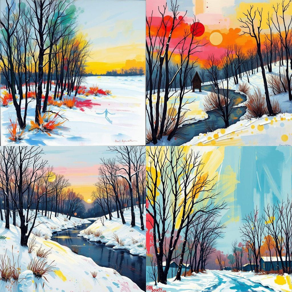 Vibrant Winter Scene in Graffiti Art Style