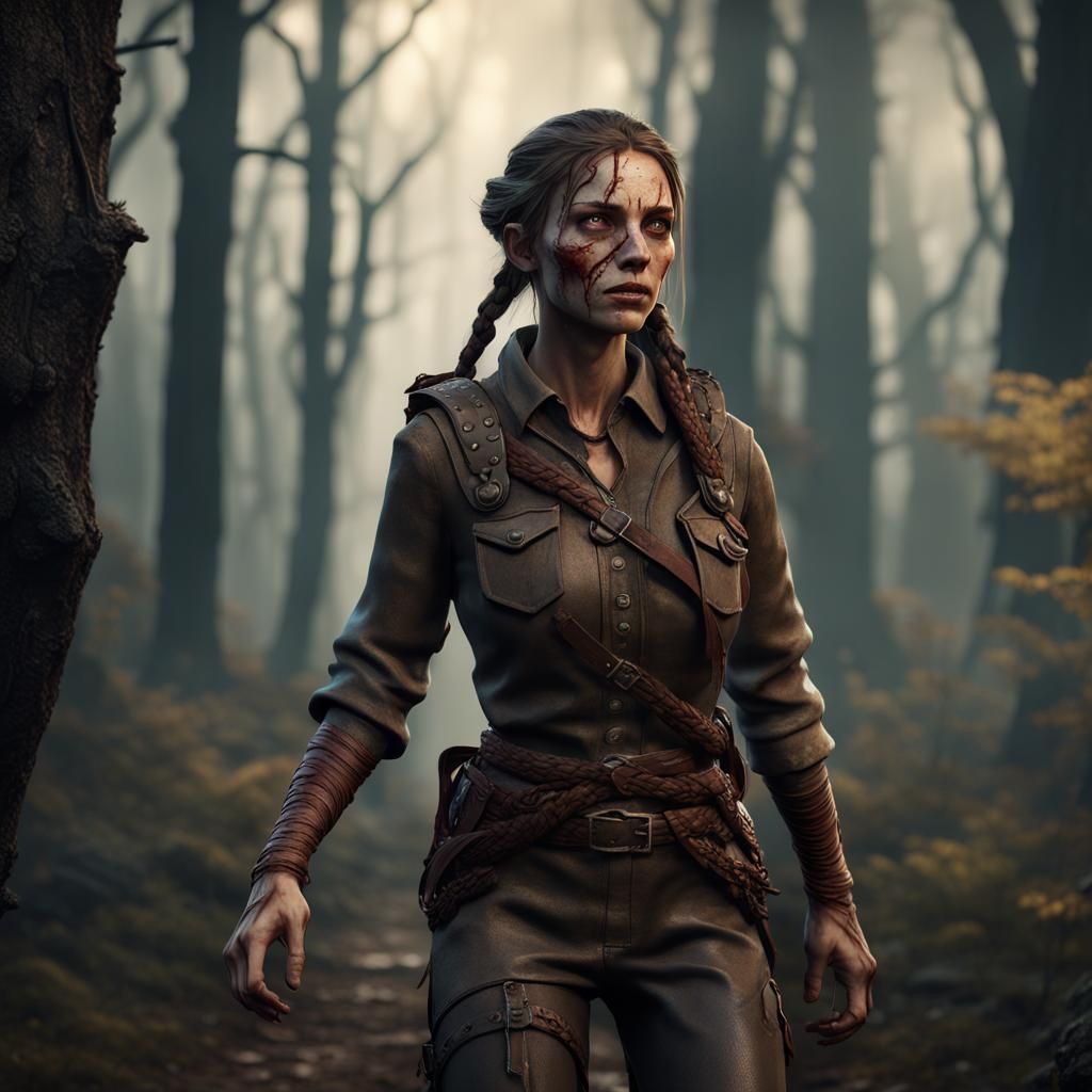 Undead Scout Roaming Forest: Fantasy Concept Art