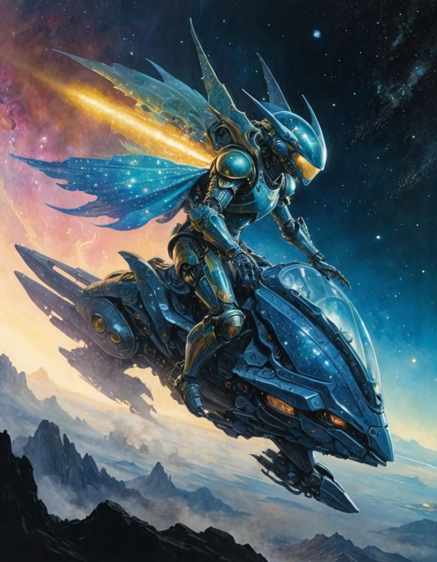 Alien Knight on Extraterrestrial Creature in Space