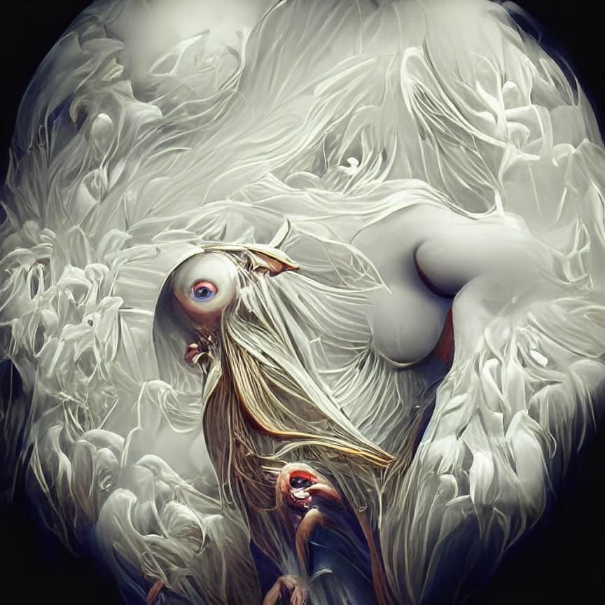 Harpy Woman in Geometric Film Noir Style