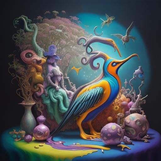 Dreamlike Animals in Surreal, Colorful Landscape