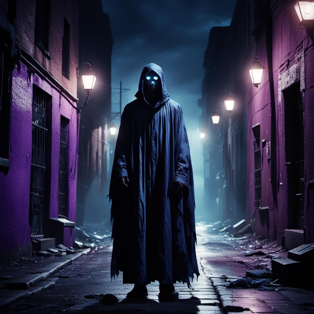 Eerie Ghost in Deserted Alley: Dark Surrealism