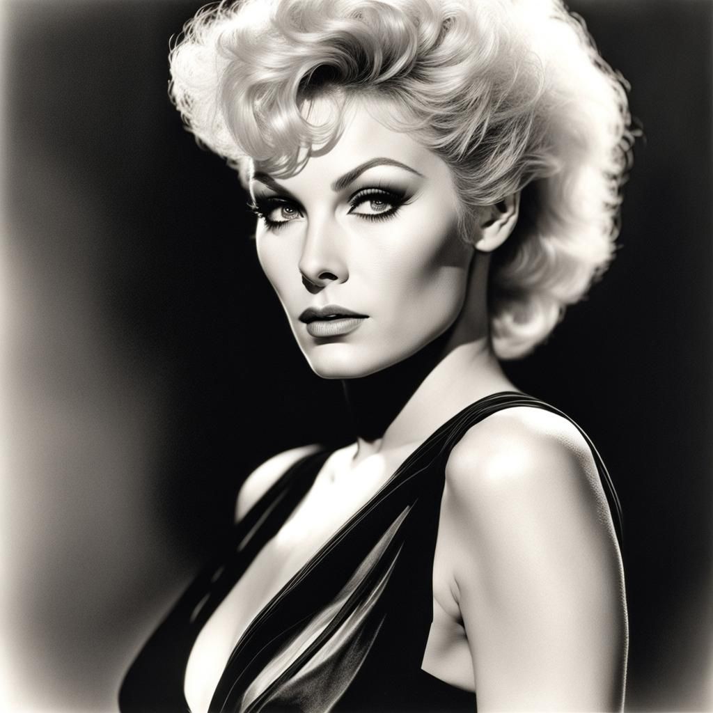 Monochrome Portrait of a Beautiful Woman in Splash Art Style