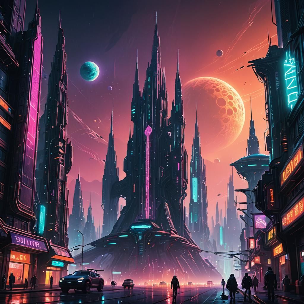 Sci-Fi Alien Metropolis on Distant Planet