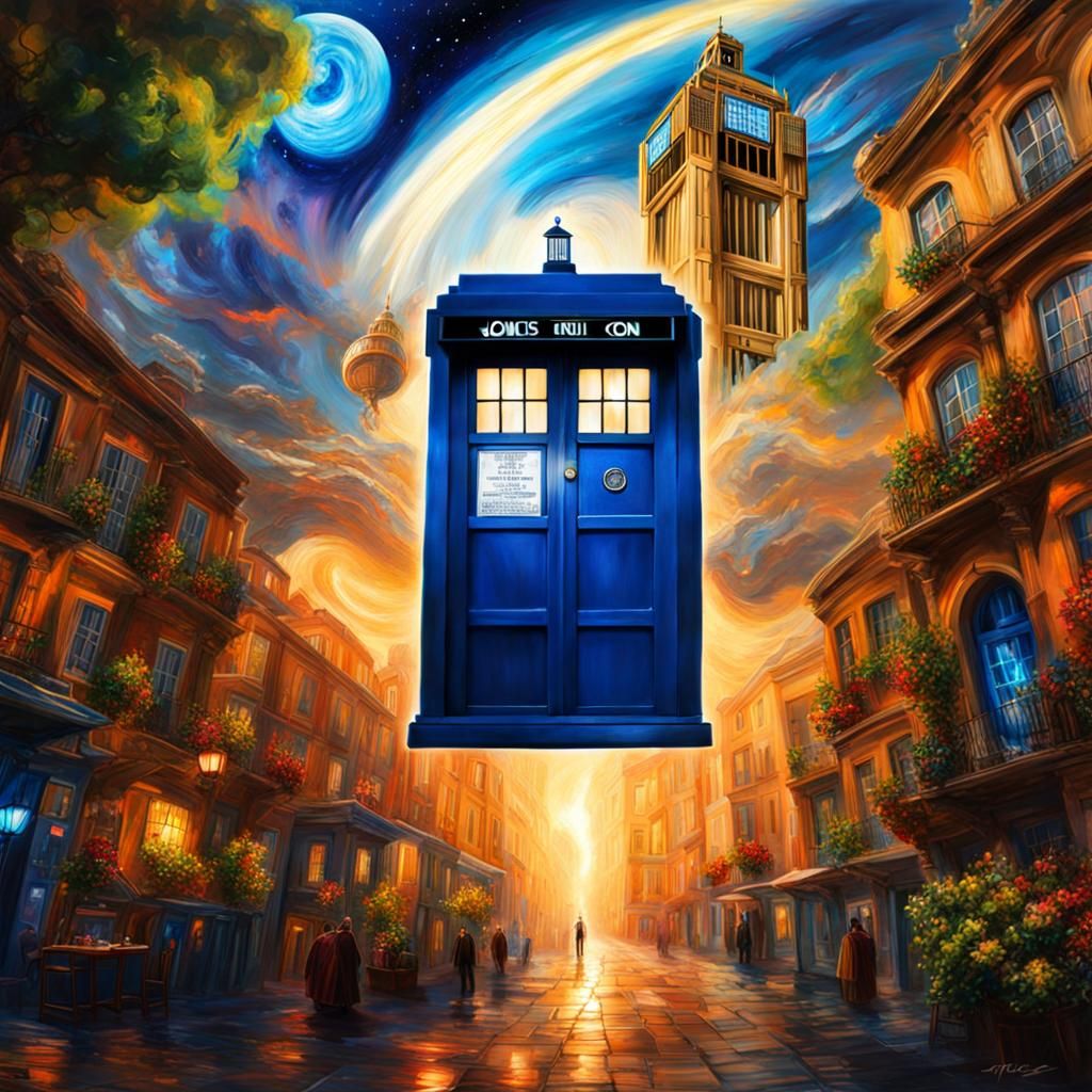 Tardis in Flight: Digital Airbrush Fantasy Painting