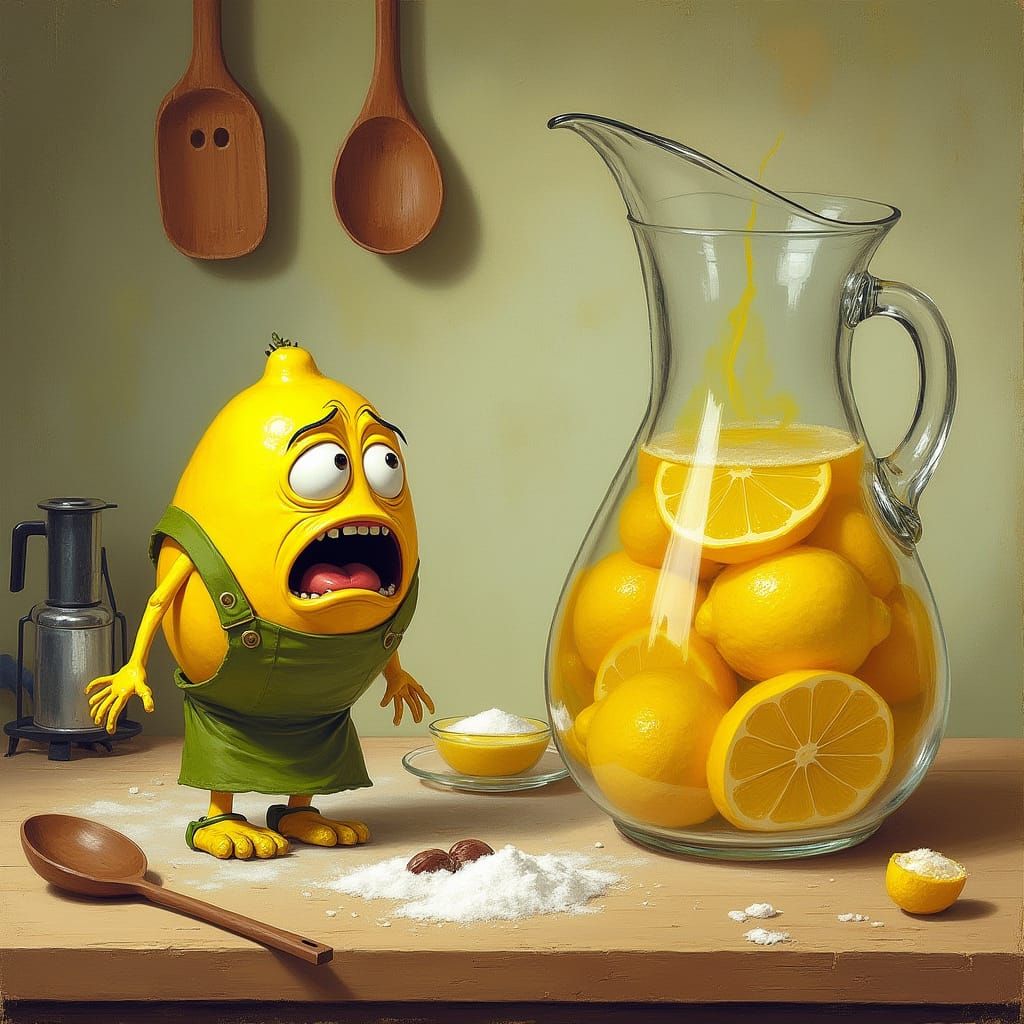 Distressed Lemon Watches in Horror as Lemonade is Made