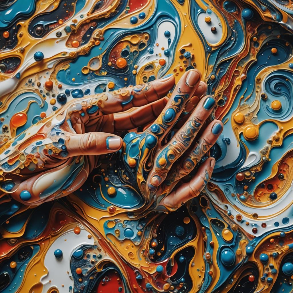Surreal Hands with Intricate Pop Art Design