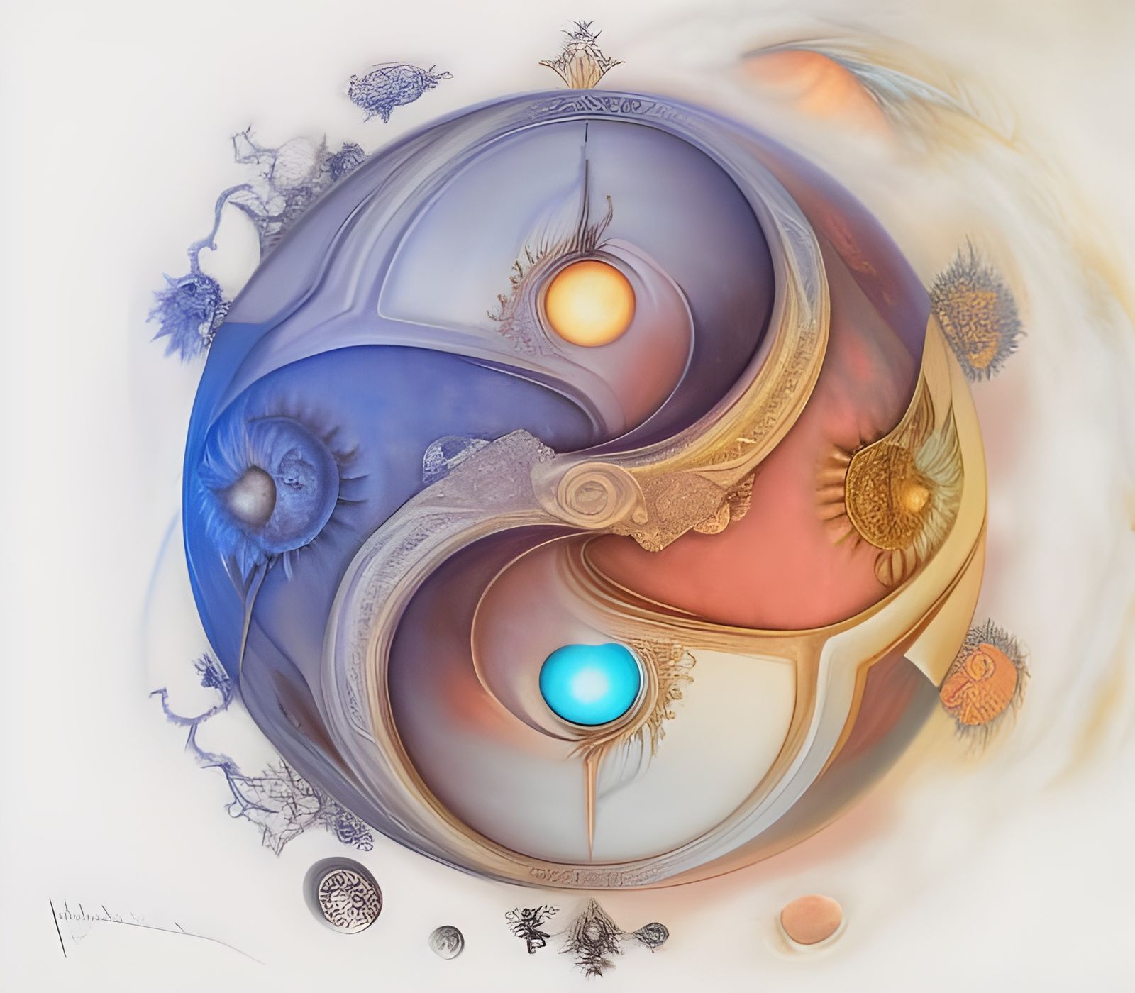 Fiery Ice Yin Yang in Rococo Style