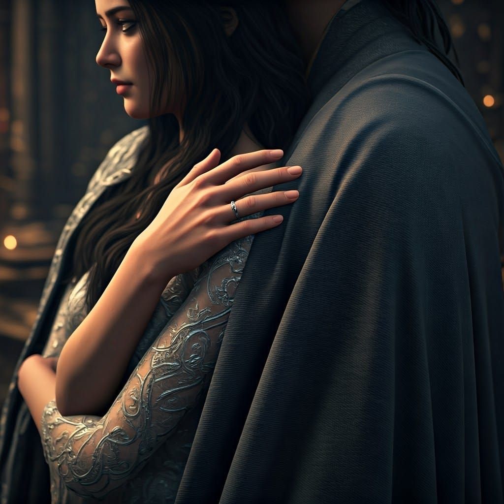 Husband Comforts Wife: Ethereal Digital Art