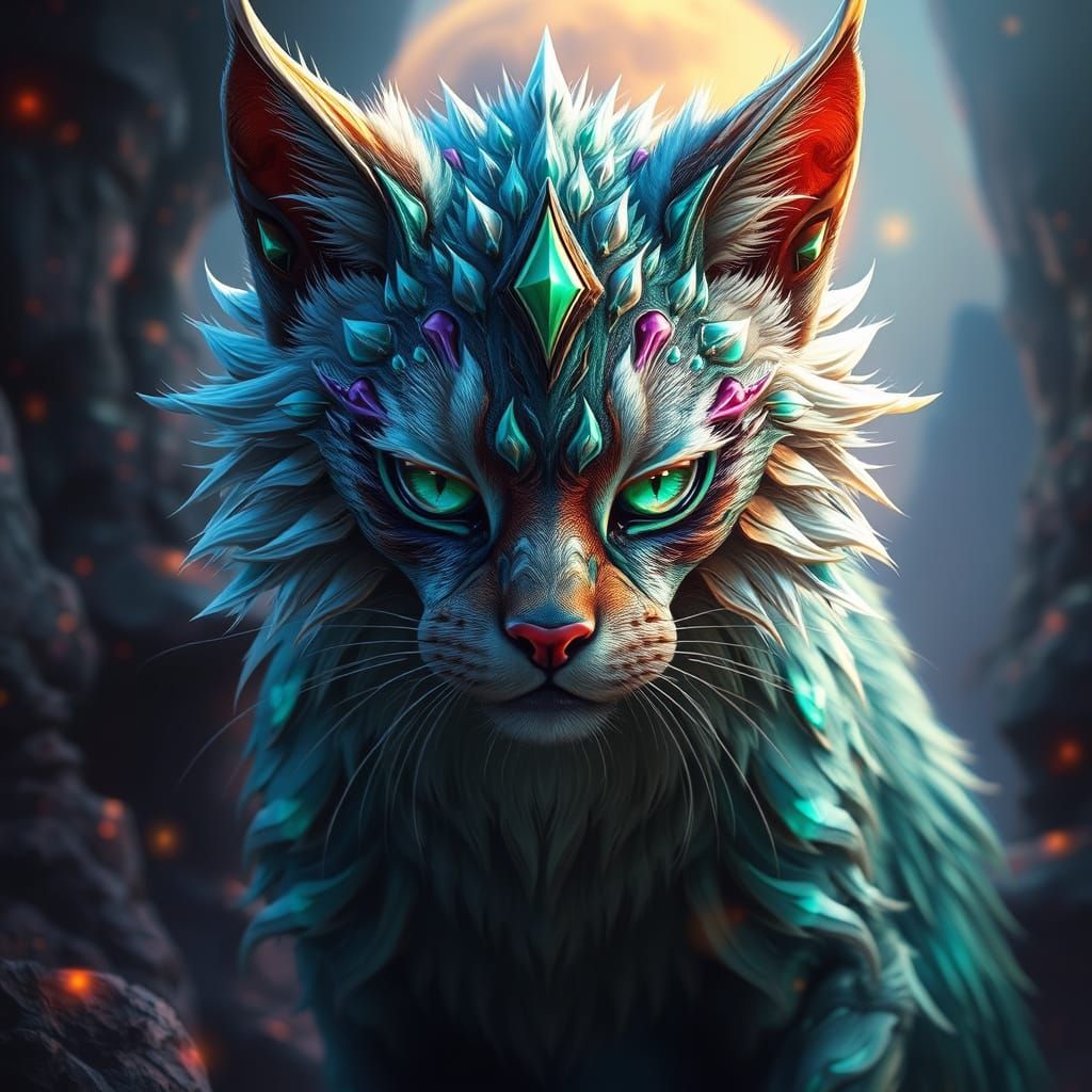 Majestic Feline Creature in Mystical Realism Style