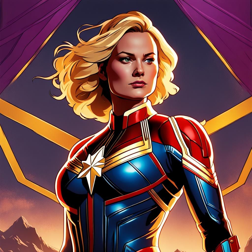 Hyperdetailed Captain Marvel in Dark Fantasy Style