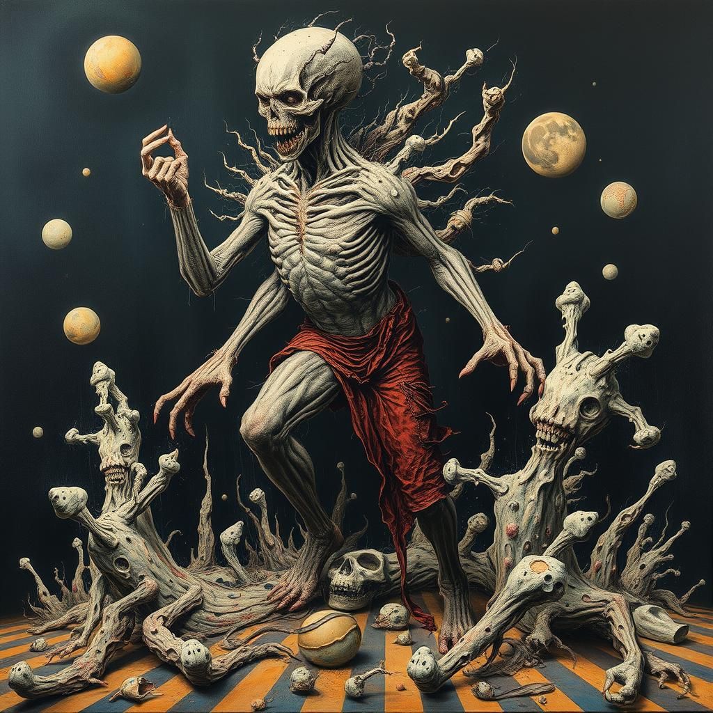 Eerie Distorted Figure in Abstract Surrealist Horror Style