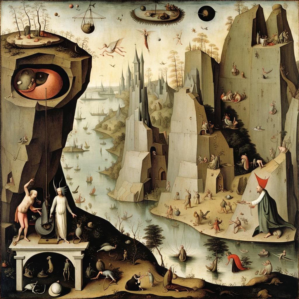 Surreal Scene in Style of Hieronymus Bosch