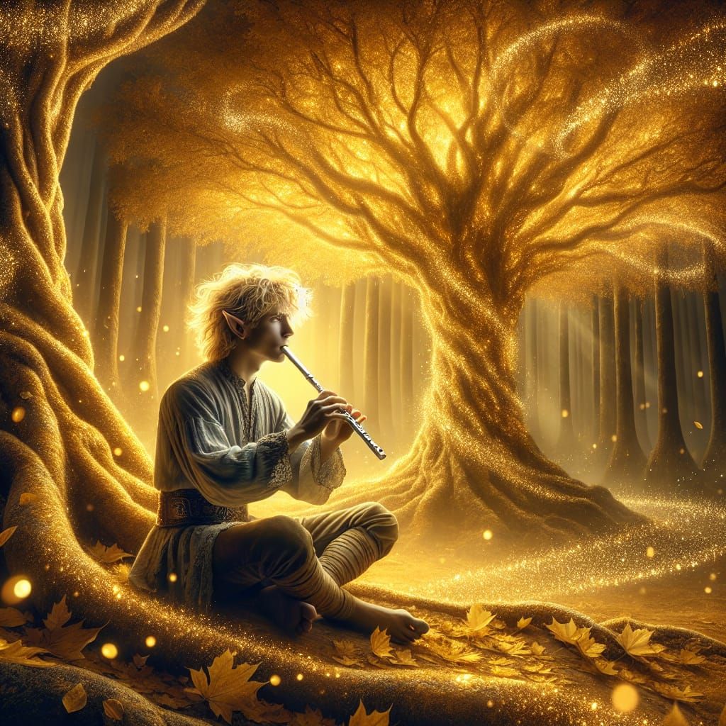 Golden Elf in Hypermaximalist Forest