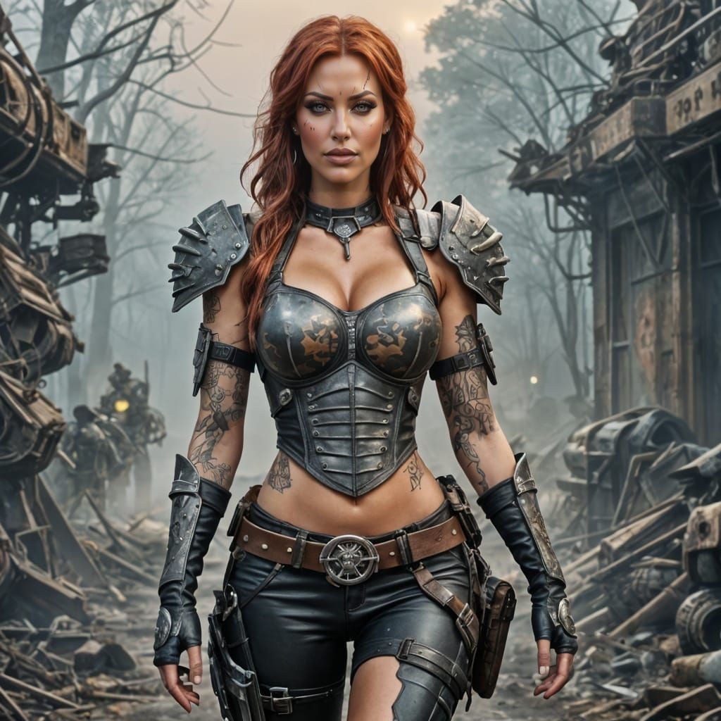 Post-Apocalyptic Raider Portrait in Airbrush Style