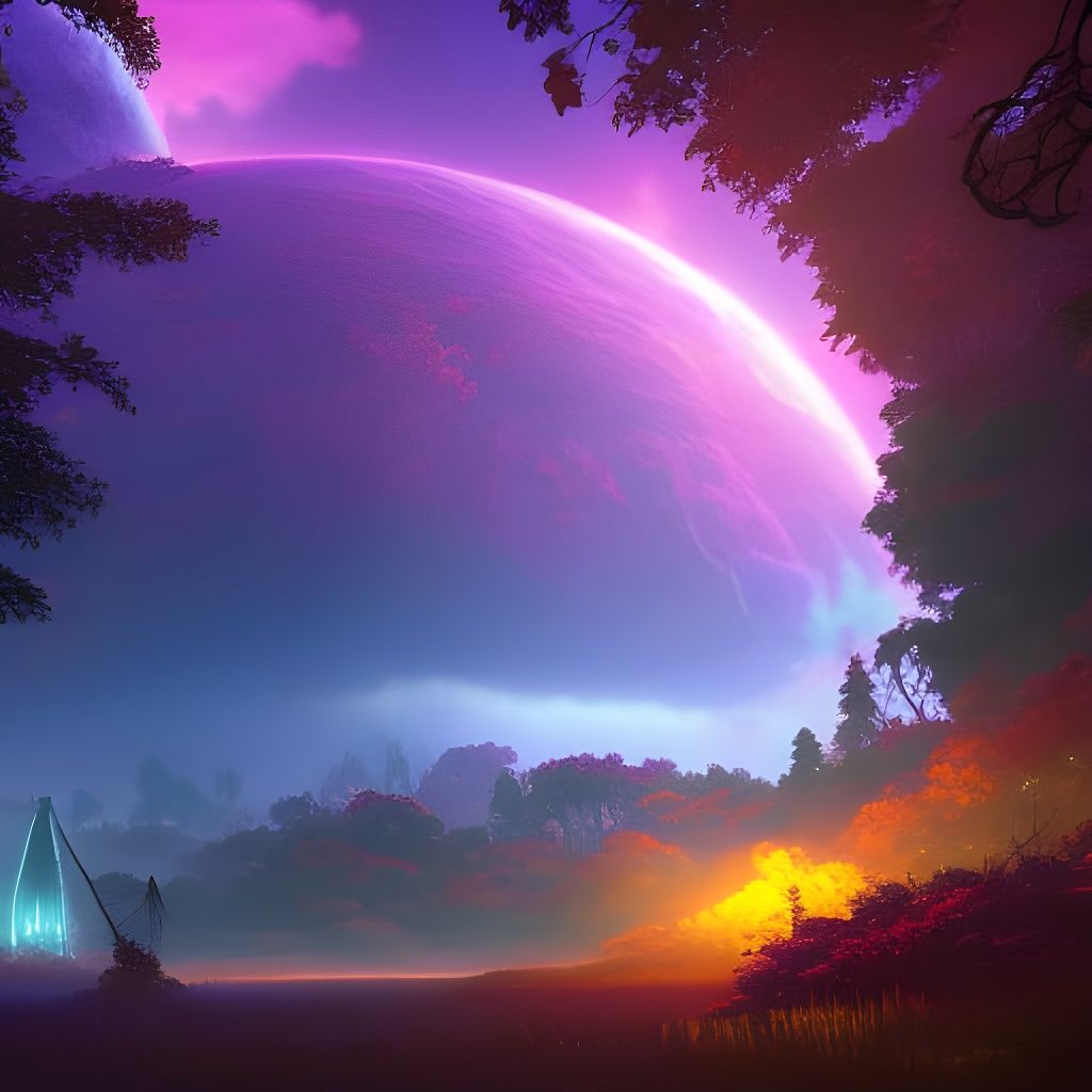 Synthwave Portal to Tranquility: Digital Art