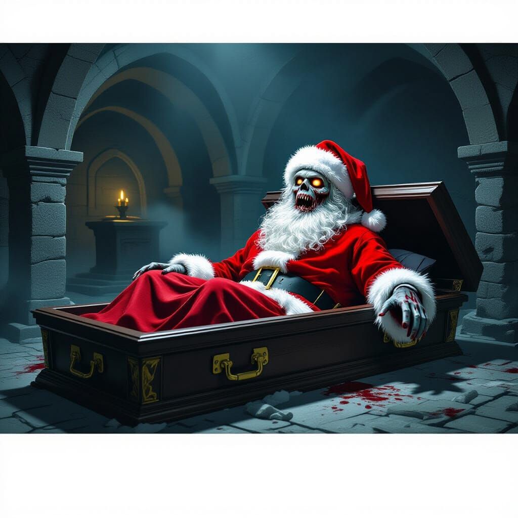 Zombie Santa Claus in Dark Crypt