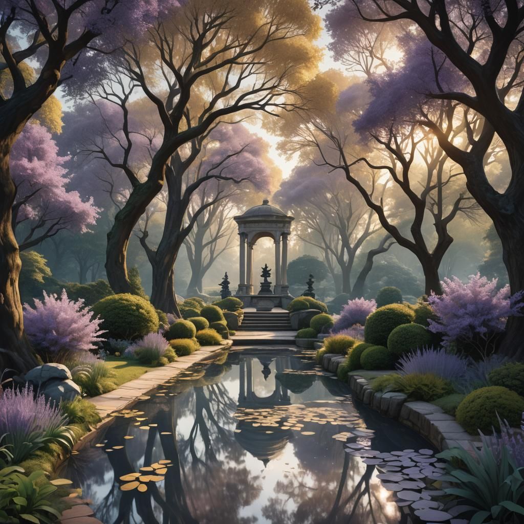 Palladian Garden Pathway in Detailed Matte Illustration