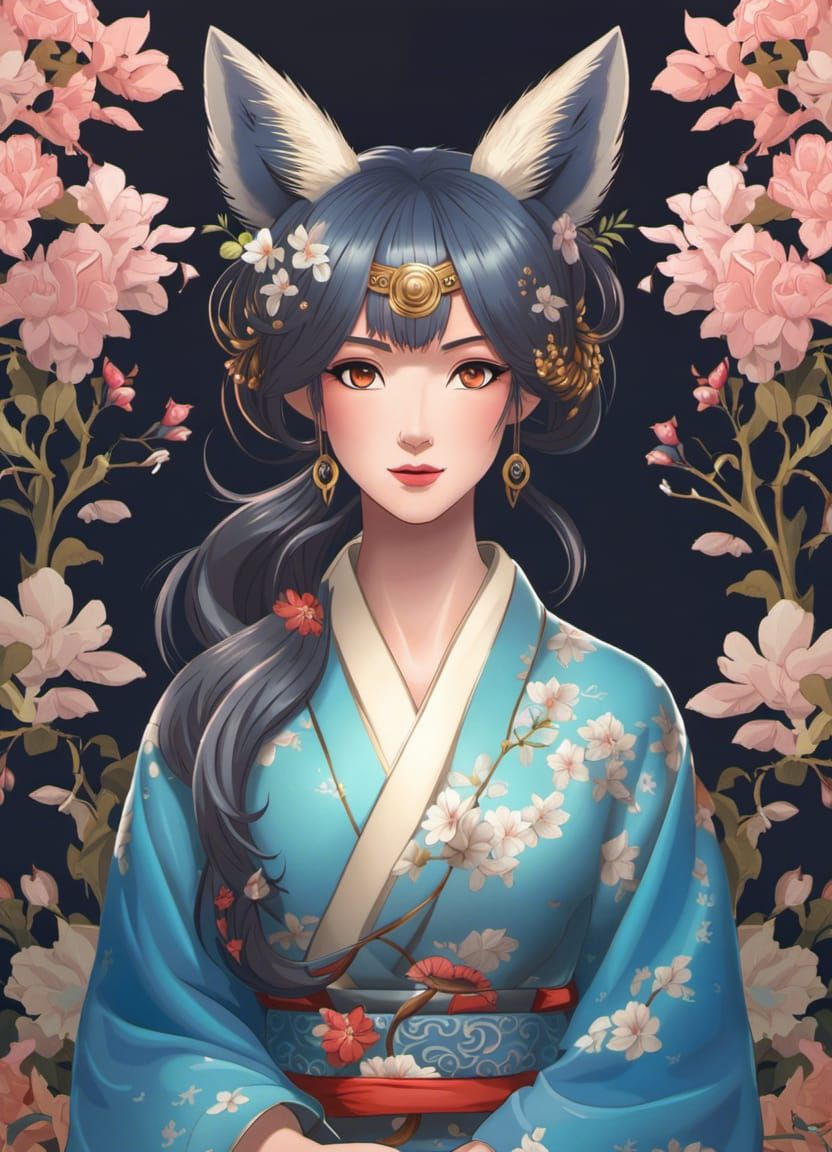 Fox woman in a kimono
