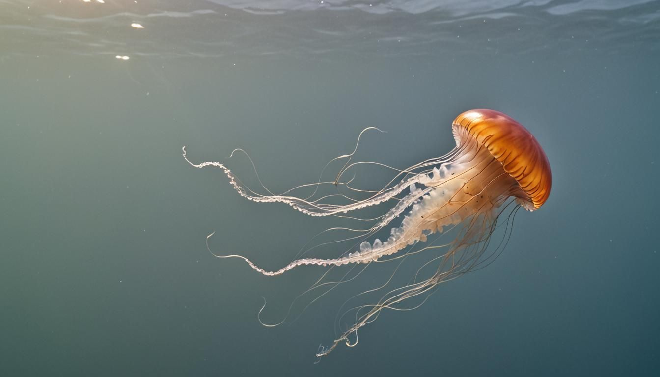 Vibrant Jellyfish in Ocean: Hyperrealistic Underwater Photog...