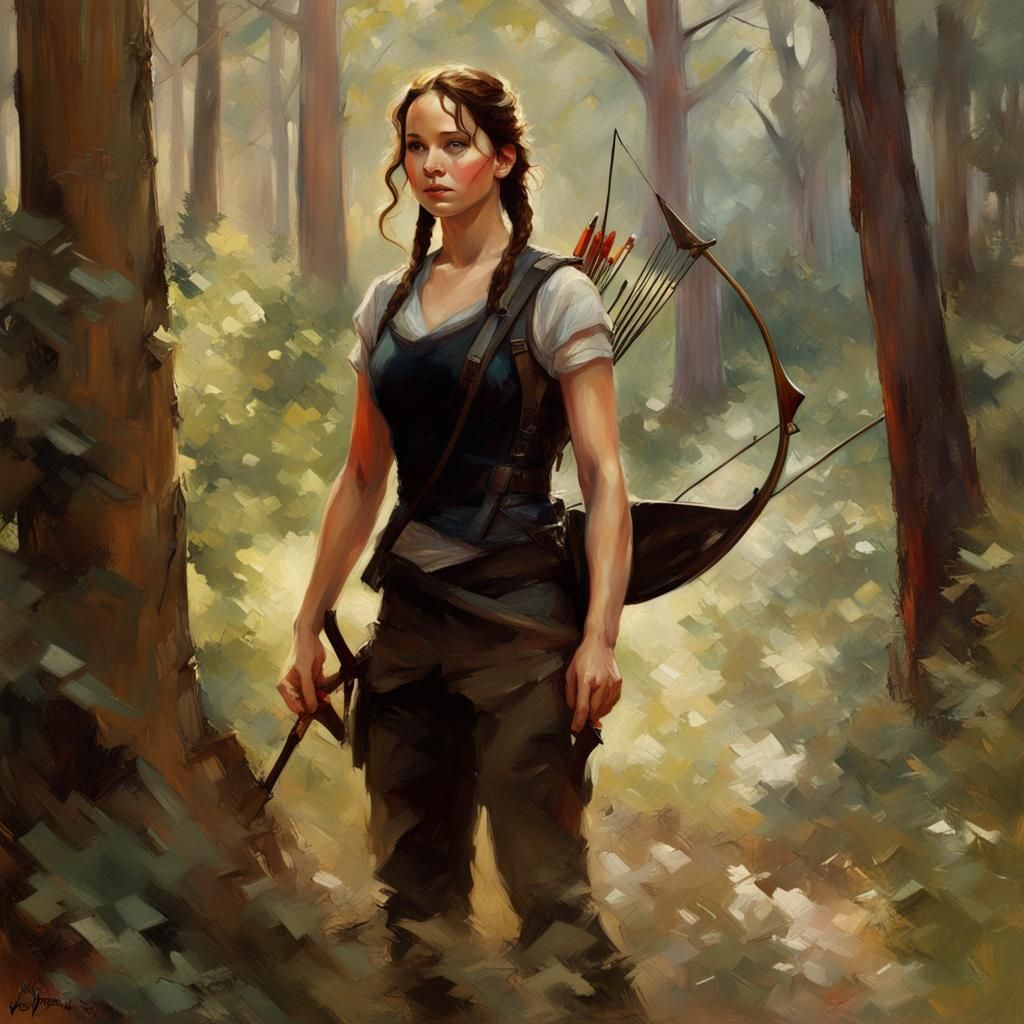 Katniss Everdeen Portrait in Art Nouveau Style