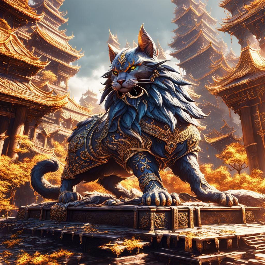 Detailed Neko Fantasy Concept Art in Deep Color