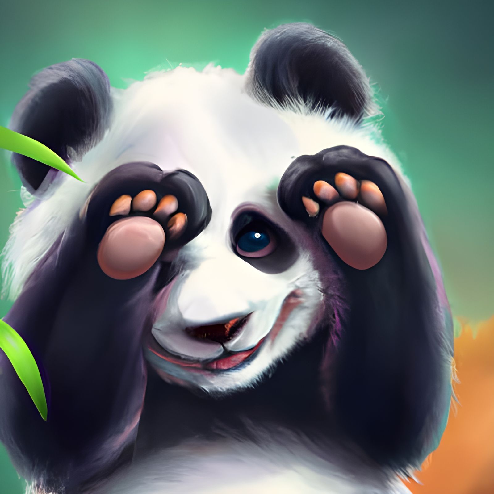 Adorable Chibi Panda Playing Peek-A-Boo