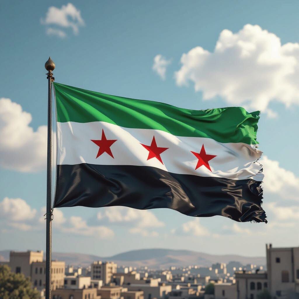 New Syrian Flag Design with Three Red Stars