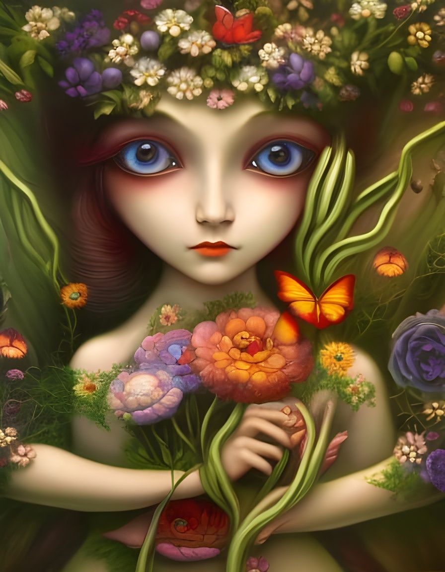 Hyperrealistic 3D Flower People in Floral Village