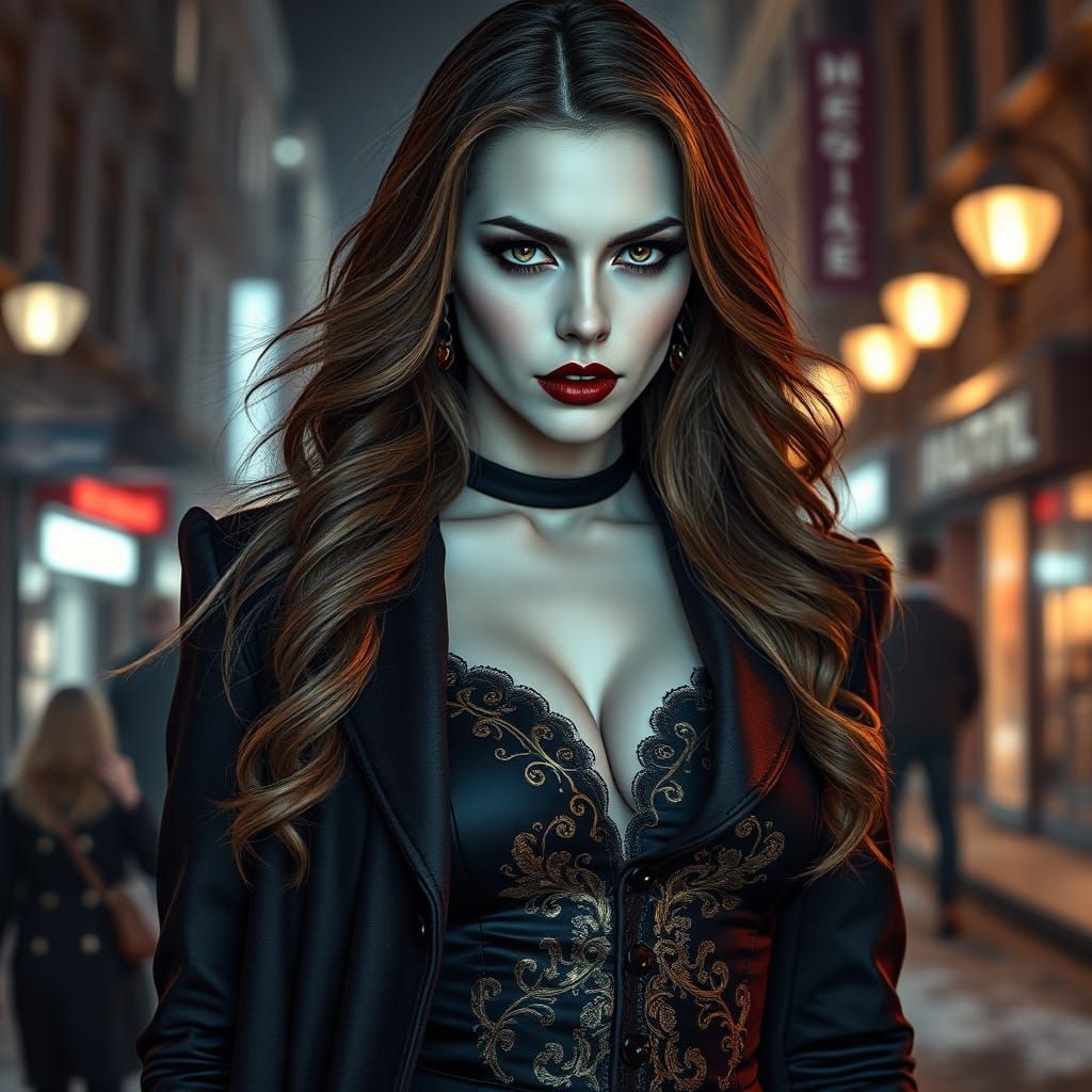 Mystical Slavic Vampire Goddess in Luxurious Gothic Attire