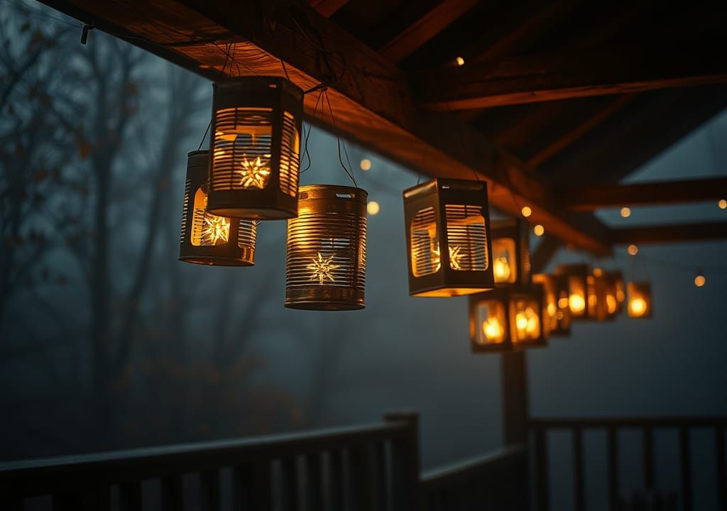 Upcycled Tin Can Lanterns with Starry Glow