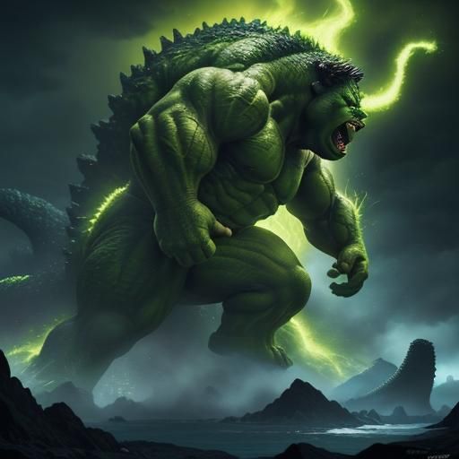 Hulk vs. Godzilla: Hyperrealistic Movie Art