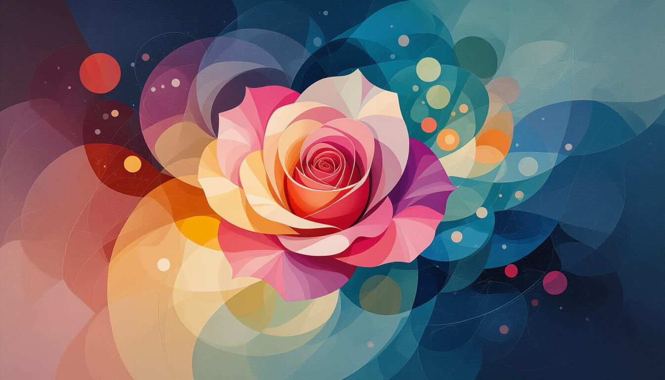 Rose Nebula in Style of Abstract Expressionism