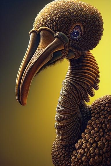 Ornate Biomechanical Dodo Portrait in Hyper-Realistic Style
