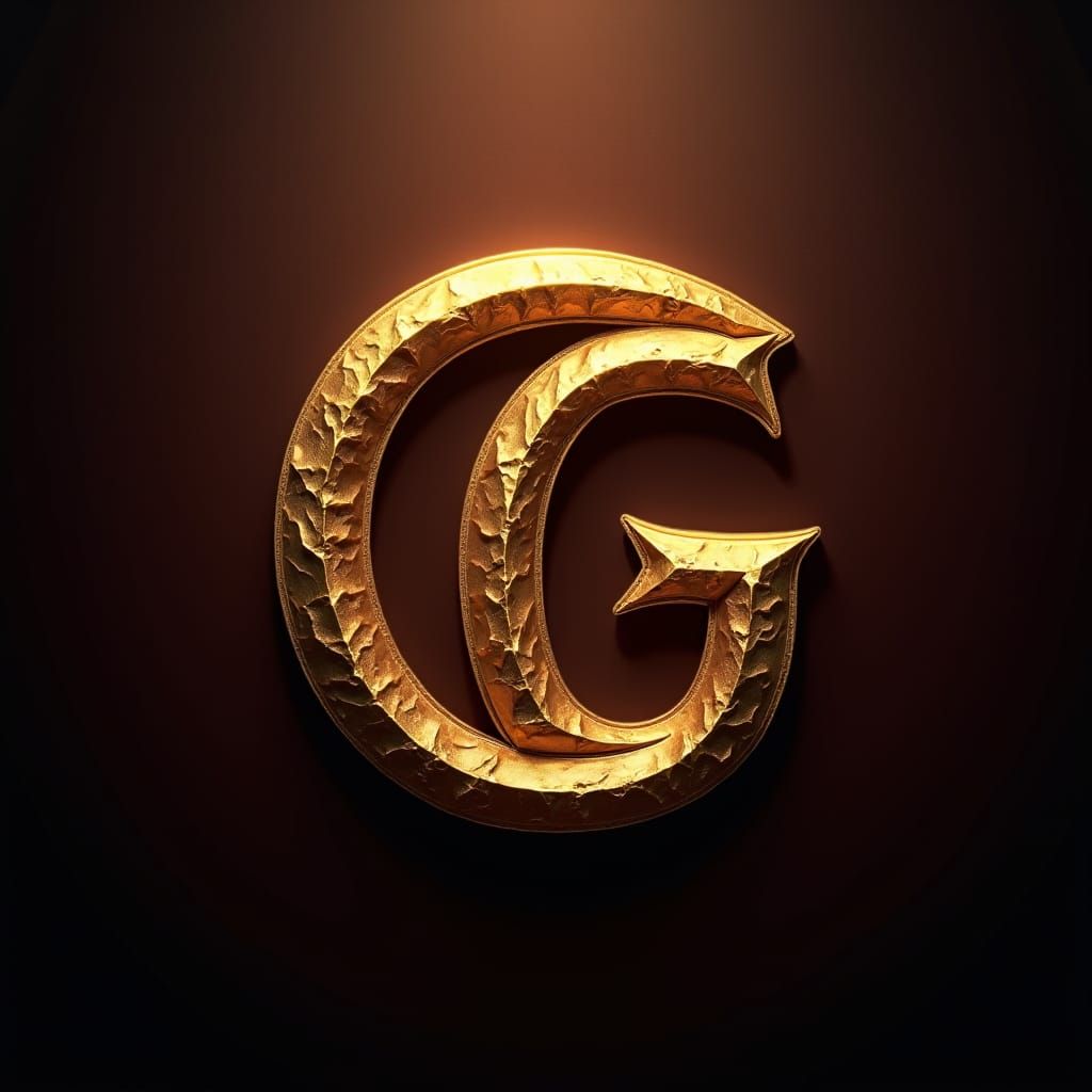 Golden Logo with Q and G Forming Number 8