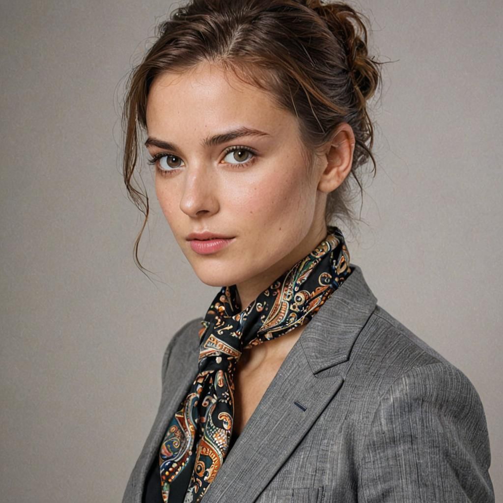 Classy Italian Woman in Pinstripe Suit: Professional Portrai...