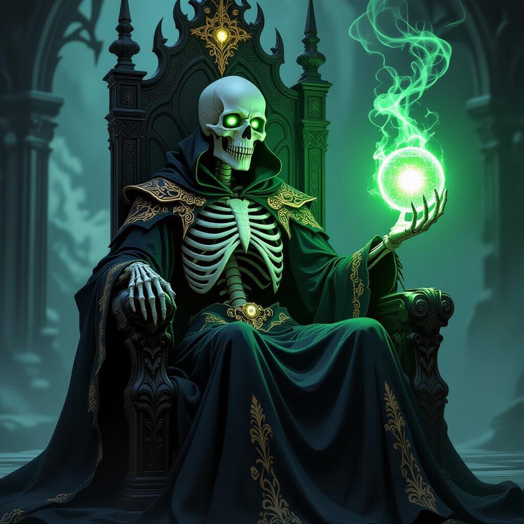 Skeletal Lich King on Obsidian Throne