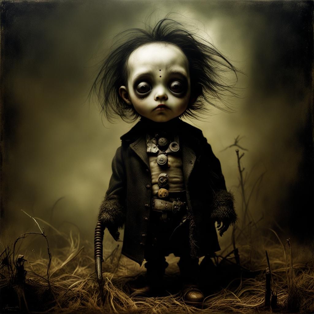 The Little Frankenstein's Monster in a Hypersurrealistic Nig...