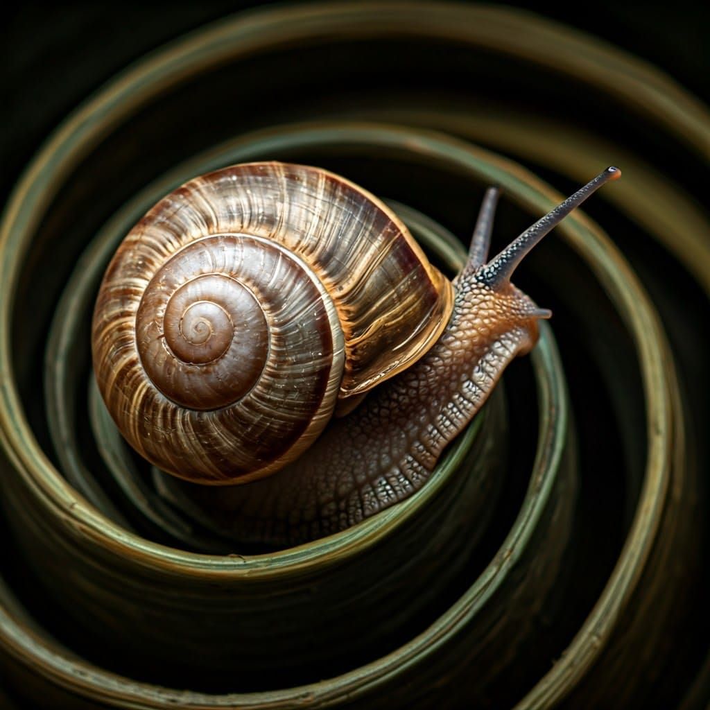 Surreal Snail Pauses in Whirlpool of Colorful Creation