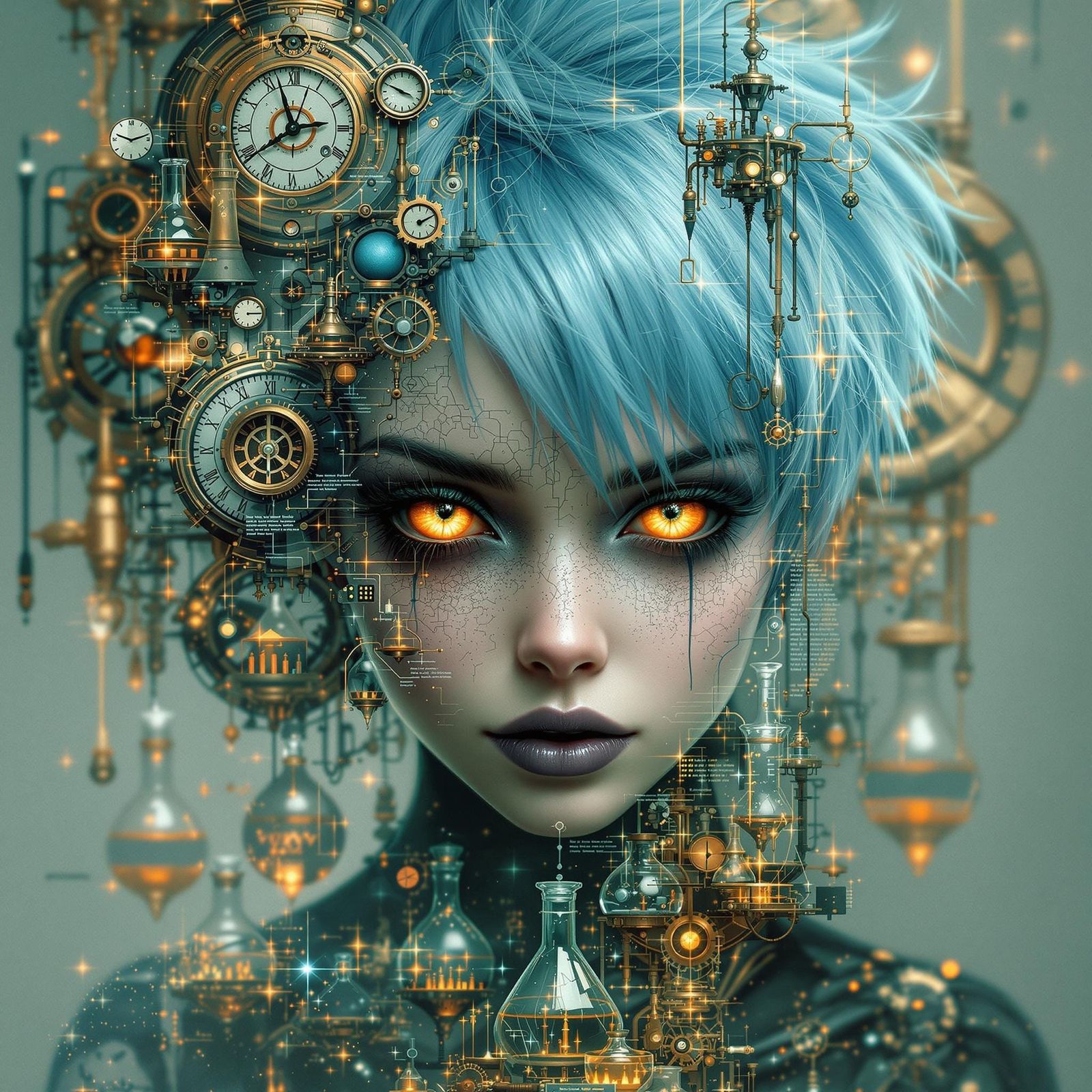 Gothic Fairy Steampunk Laboratory Double Exposure