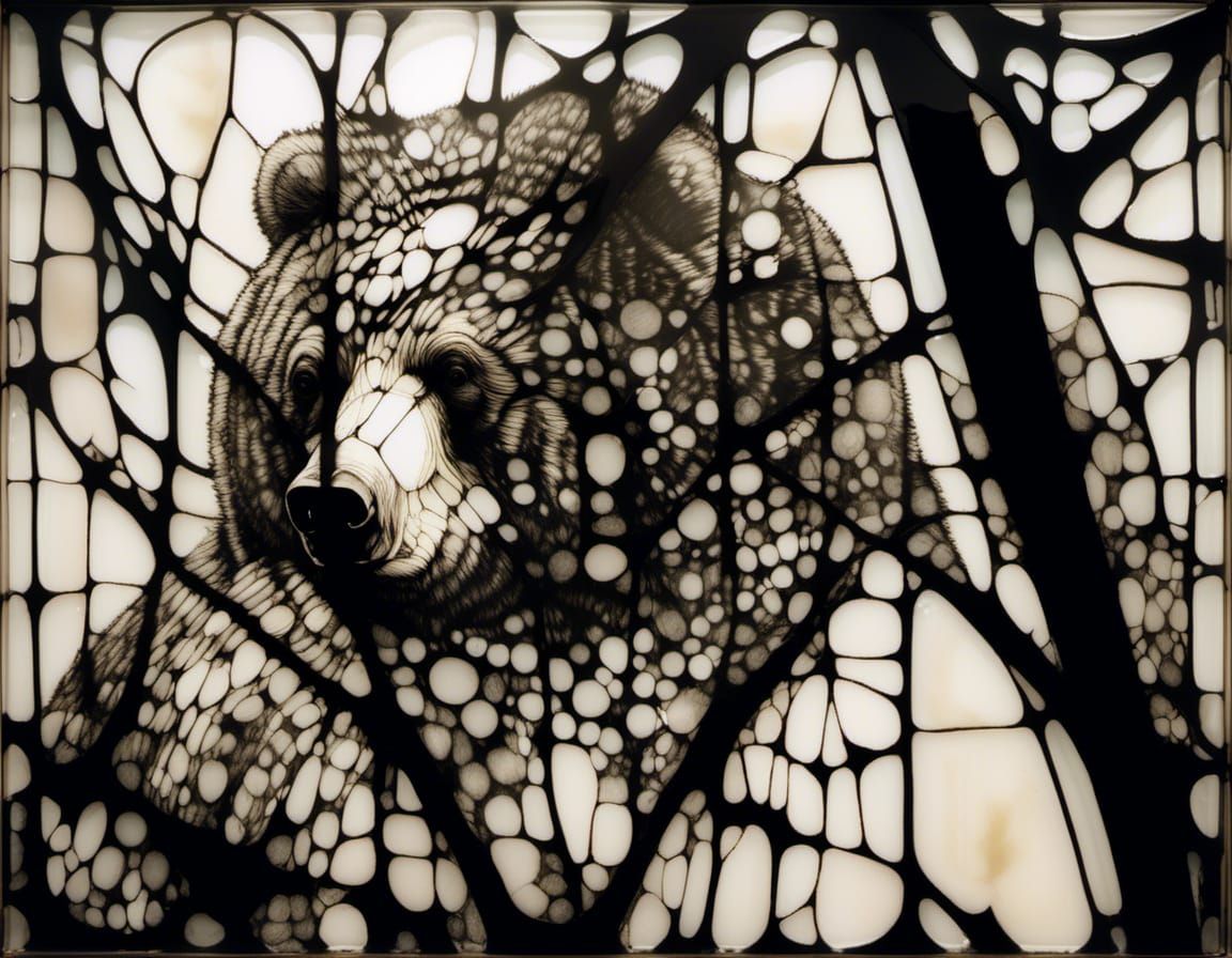 Visionary Double Exposure in Shattered Ink on Glass