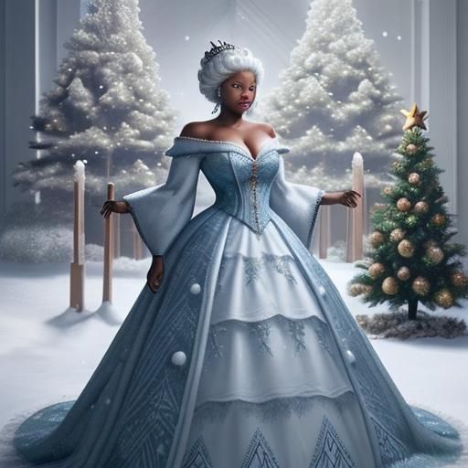 Anime-Style Snow Queen in Winter Wonderland