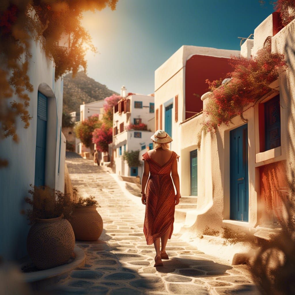 Greek Village Woman: Professional Photography, Intricate Det...