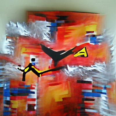 Abstract Acrylic Art: Man in Flight