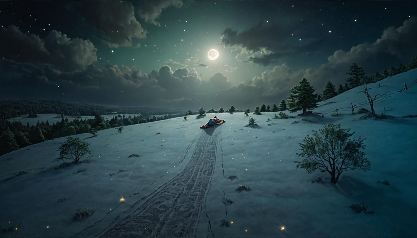 Dreamy Starry Night Meadow Scene