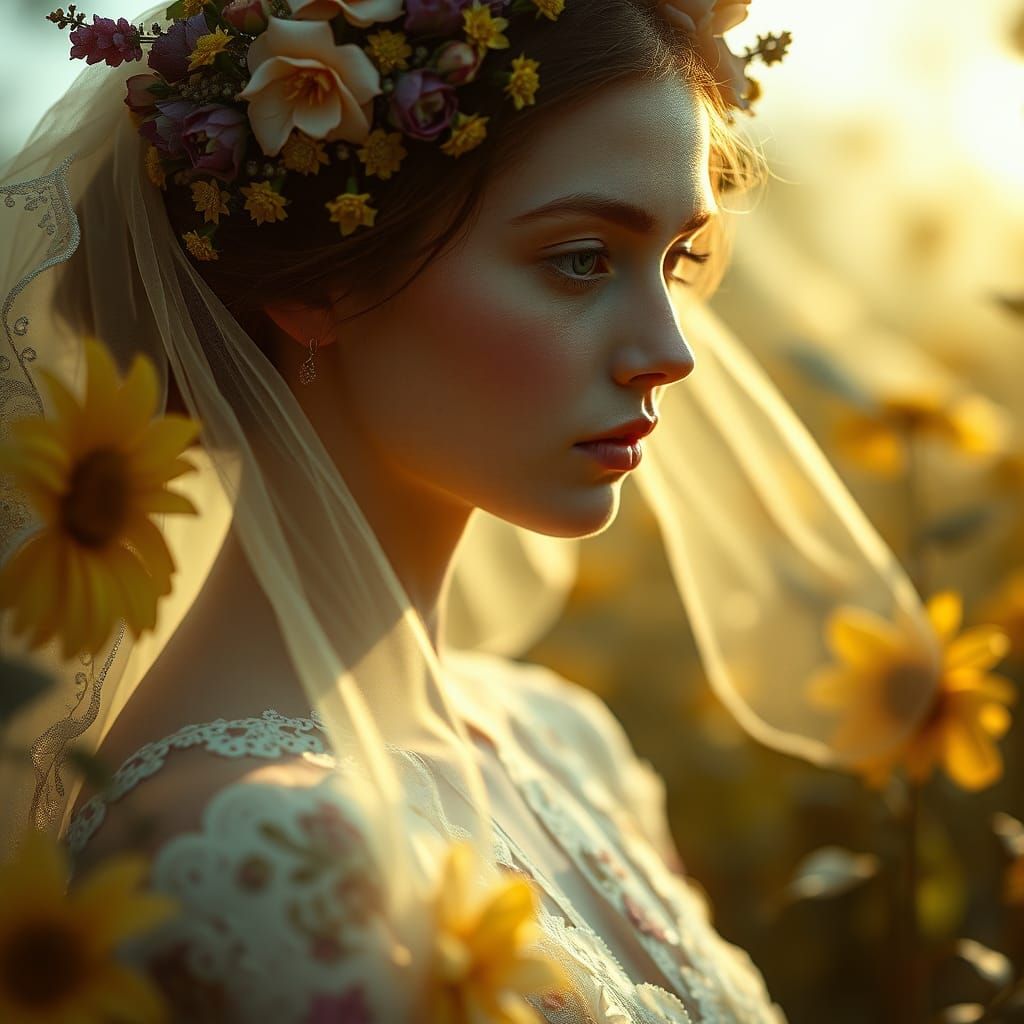 Botanical Bride in Surrealist Style