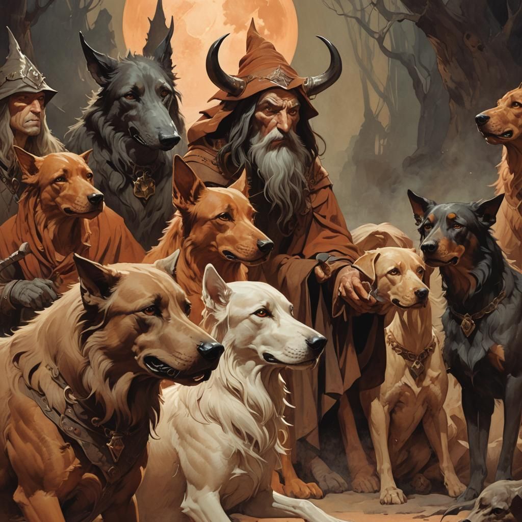 Mythical Wizard Hound in Fantasy Illustration
