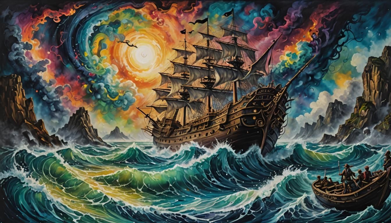 Pirate Ship Navigates Interdimensional Vortex