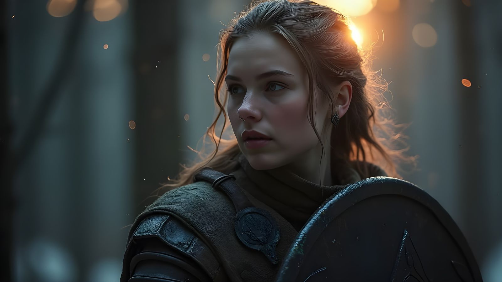 Nordic Shieldmaiden Freed by Light in Fantasy Art