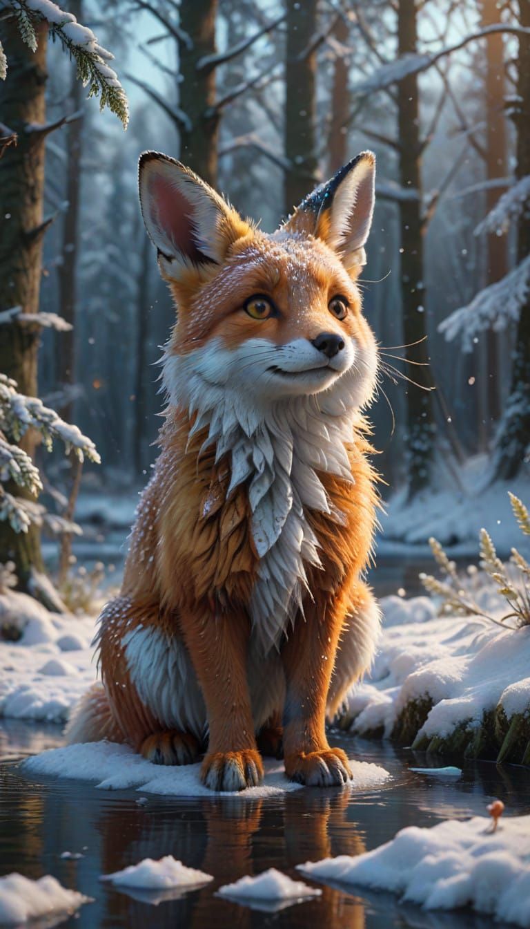 Whimsical Woodland Wonderland with Adorable Snow Creature